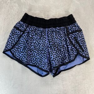 Lululemon Run Speed Shorts Womens 8 4-way Stretch Ace Spot Lullaby Black / Black